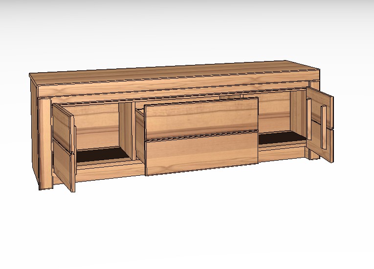 braunes Lowboard vor weißem Hintergrund