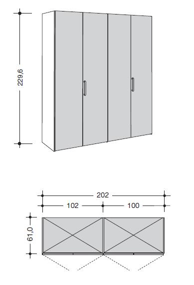 hülsta. Solo | 4 türiger Kleiderschrank | B: 202 cm