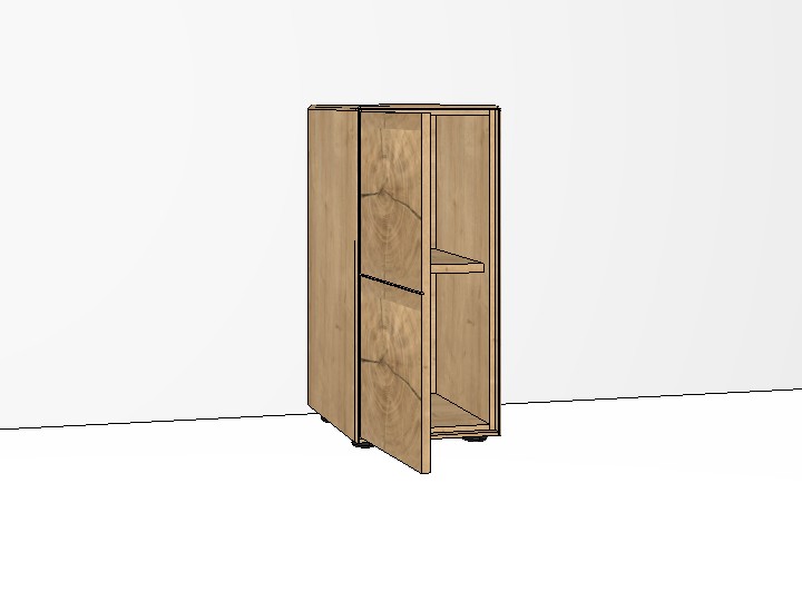 brauner kleiner Schrankes mit Holzakzent vor weißem Hintergrund