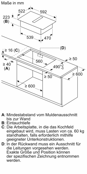 Siemens powerLine ED651BS16E iQ300 Kochfeld mit integriertem Dunstabzug (Induktion) 60 cm Rahmenlos aufliegend