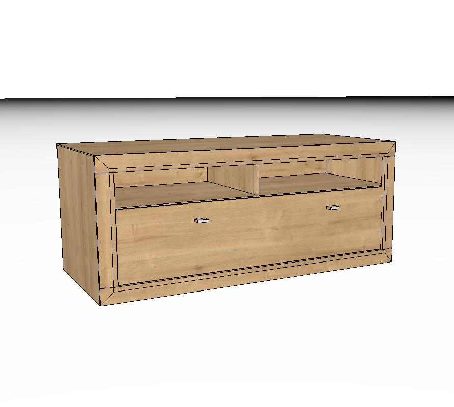 Wöstmann Aurum - Lowboard | Type 1251 / 1451 | Wildeiche massiv | 2 Größen konfigurierbar Modernes Holz-Sideboard mit offenen Ablageflächen und Schublade, ideal für Wohnzimmer.