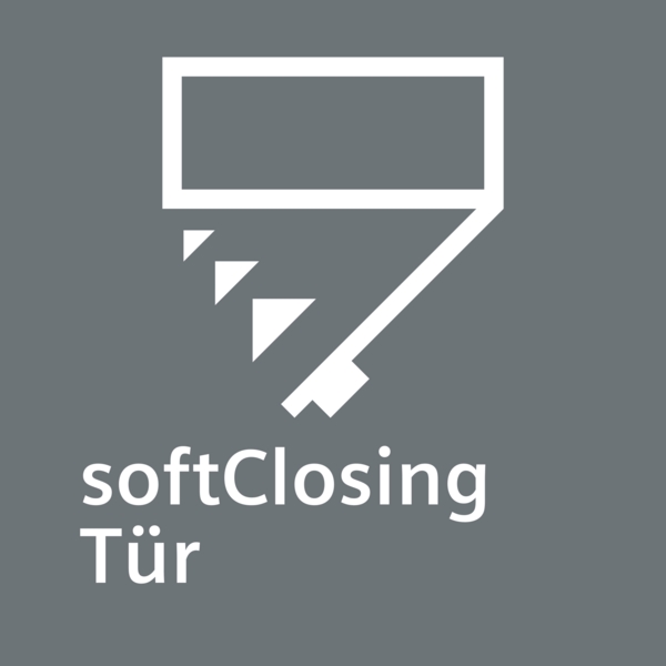 Symbol eines SoftClosing Türmechanismus auf grauem Hintergrund