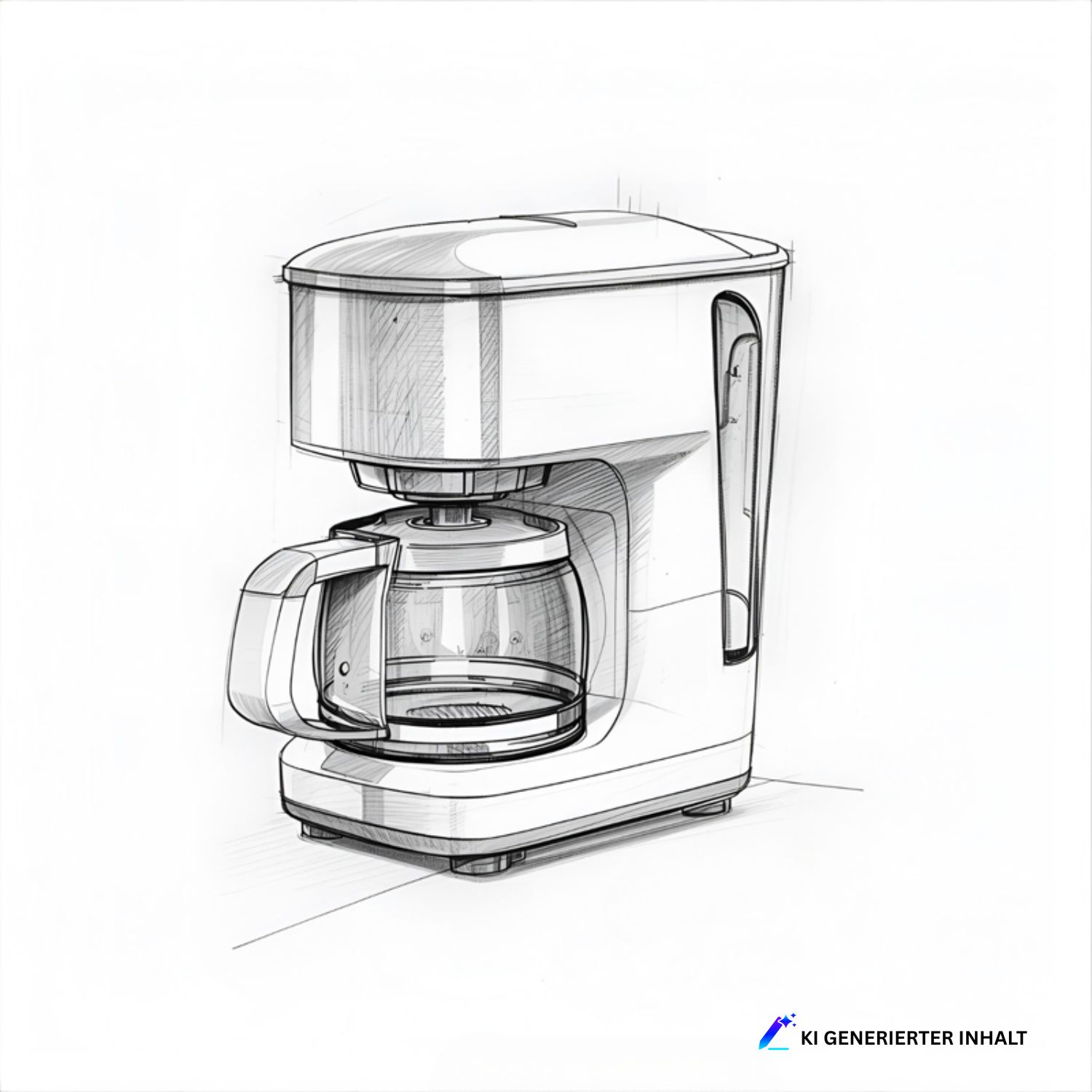Bleistiftzeichnung einer Filter-Kaffeemaschine