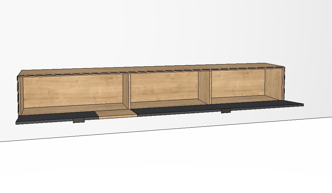 braun graues Lowboard mit Holzakzent vor weißem Hintergrund