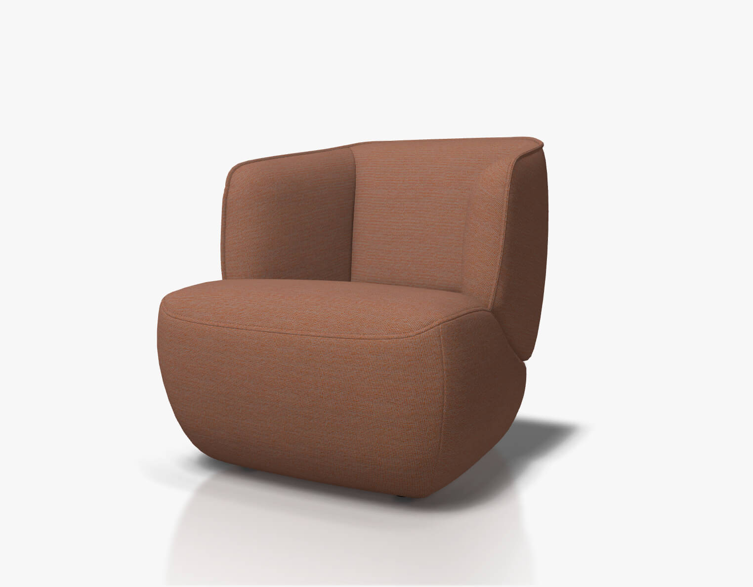 Rolf Benz 384 - Sessel (Loungesessel) | Stoff, signalorange 28.400 Ein bequemer brauner Sessel mit abgerundeten Formen und modernem Design, ideal für Wohnzimmer oder Büro