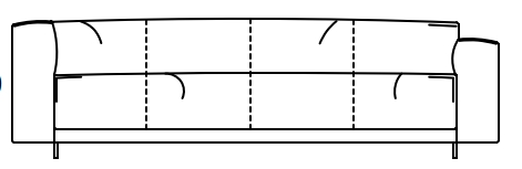 Illustration eines Sofaelements vor weißem Hintergrund freistil Rolf Benz 136