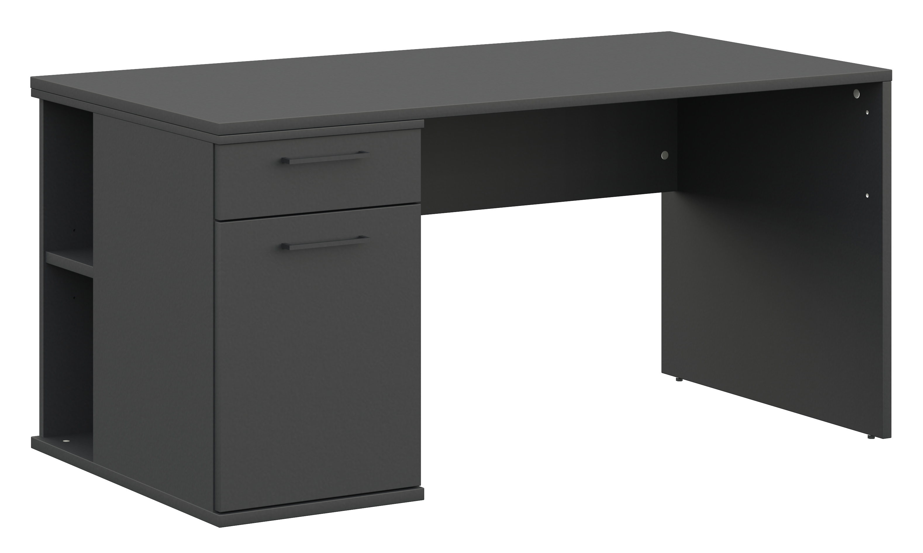 Röhr Bush. cocoon - Schreibtisch mit Unterschrank | graphit | B: 150 cm Schwarzer Schreibtisch mit Schubfächern und Regal, ideal für Büro oder Heimbüro