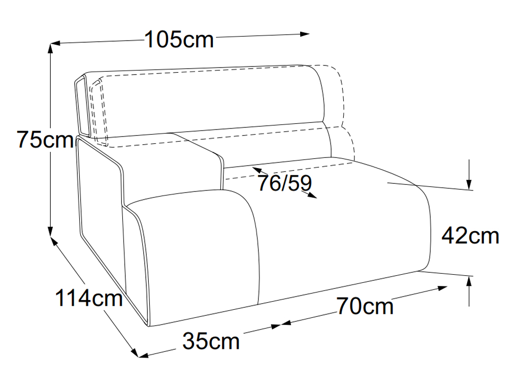 designwerk Colosseo - Element 70 Armteil links | B: 105 cm | mit Rückenverstellung | D081111