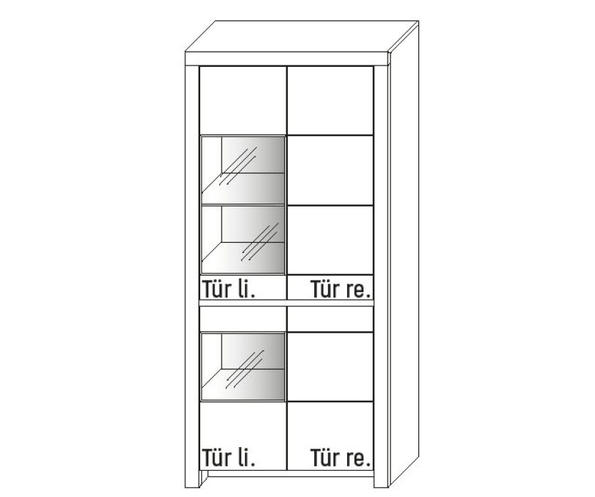 Illustration eines Vitrinenschrankes vor weißem Hintergrund