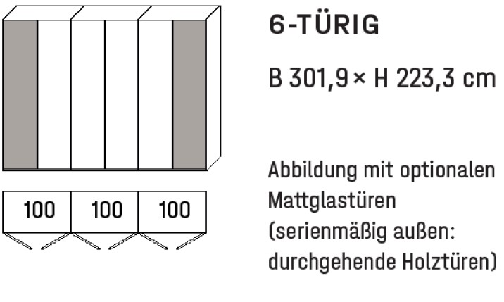 6106 | 6-türig, B 301,9 cm 