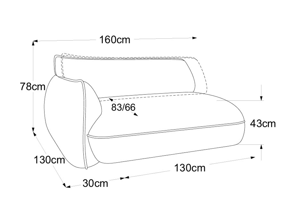 designwerk Fluffy - Element 130 Armteil links | B: 160 cm | mit Rückenverstellung | D073126