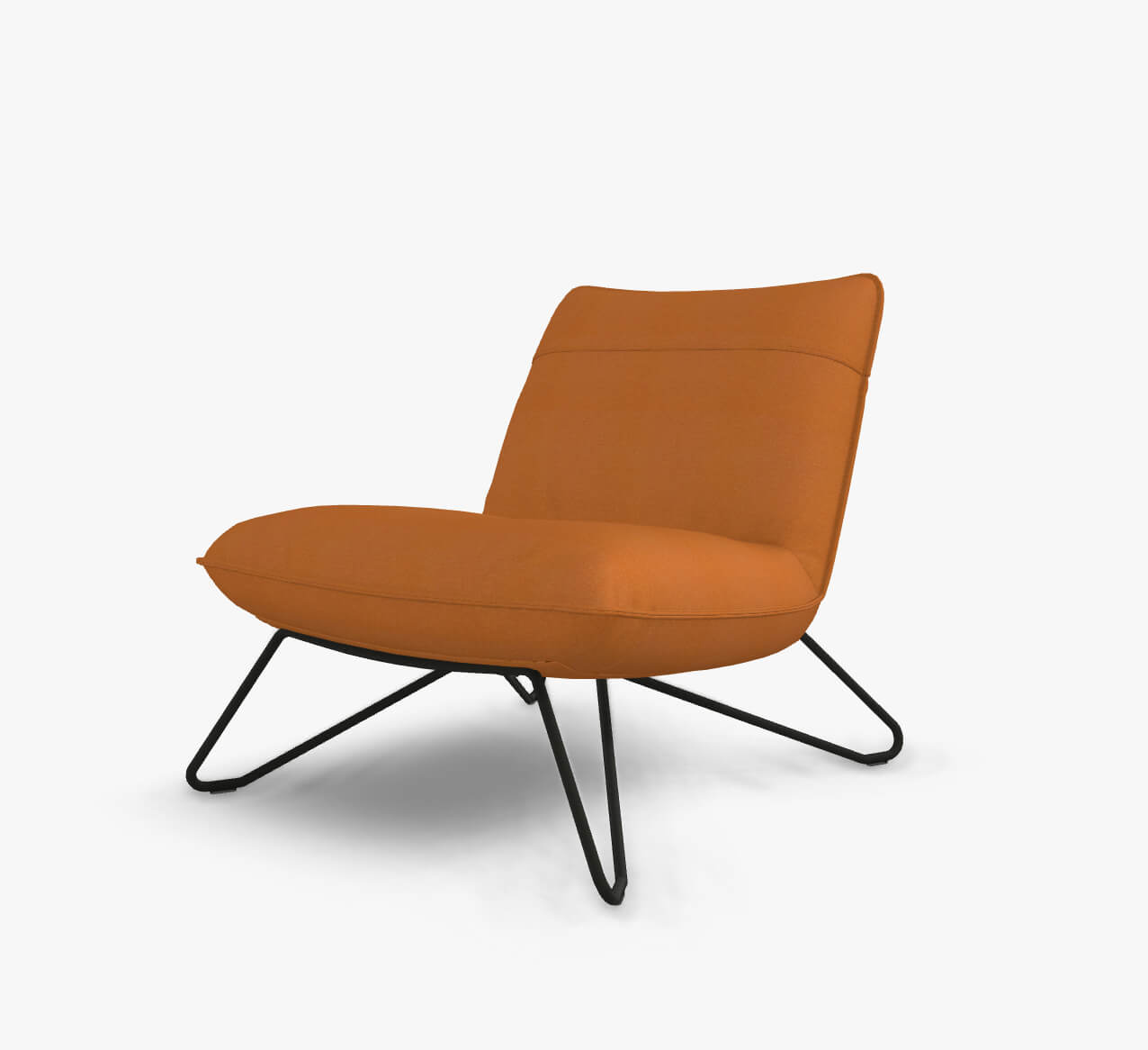 Rolf Benz 394 - Sessel (Loungesessel) | Stoff, orangebraun 16.045 | Metallgestell schwarz Sessel in orange mit schwarzem Gestell