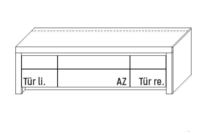 Illustration eines Lowboards vor weißem Hintergrund