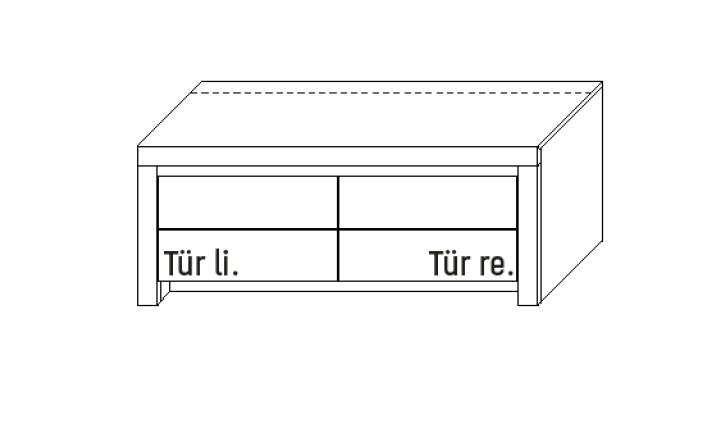Illustration eines Lowboards vor weißem Hintergrund