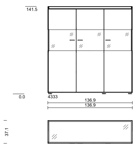 Wöstmann WM 2520 - Highboard | Type 4333 | B: 136,9 cm | Wildeiche massiv, Keramik