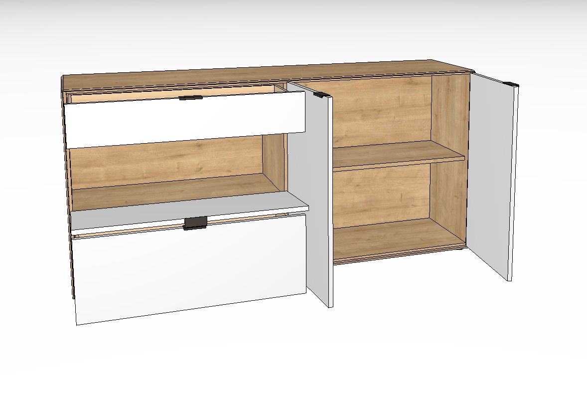 weiß braunes Sideboards vor weißem Hintergrund