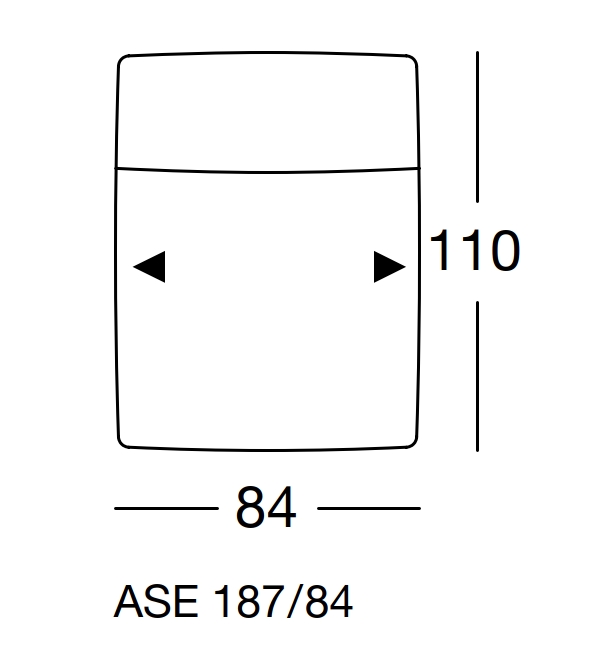 freistil Rolf Benz 187 - Anreihsessel | B: 84 cm | ASE 187/84 Maßzeichnung eines Sofaelements vor weißem Hintergrund freistil Rolf Benz 187