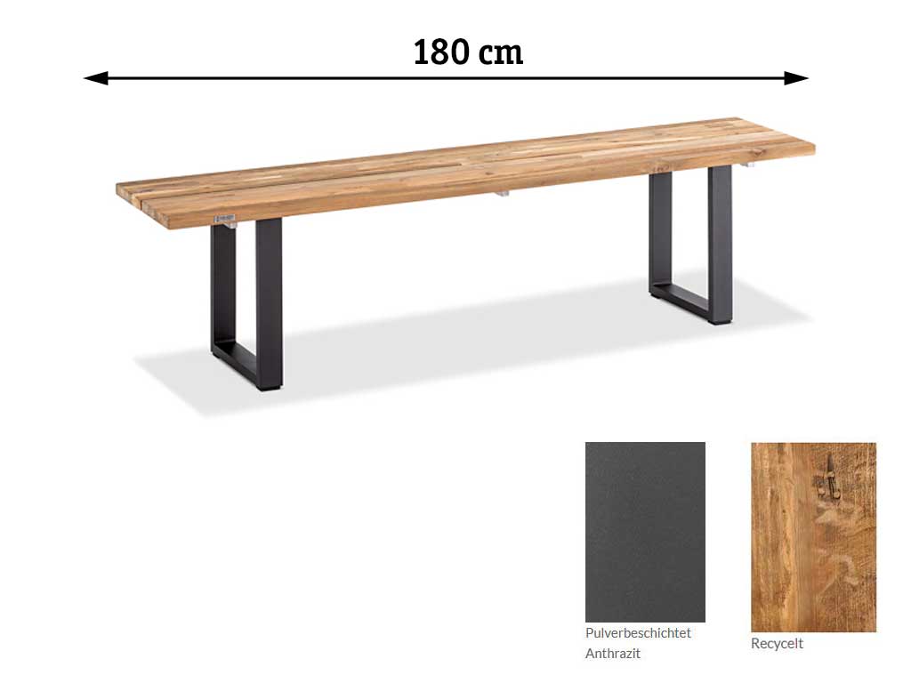 Niehoff Garden. Nemo | G307 | Bank 180 x 40 | Aluminium anthrazit/Teak recycelt
