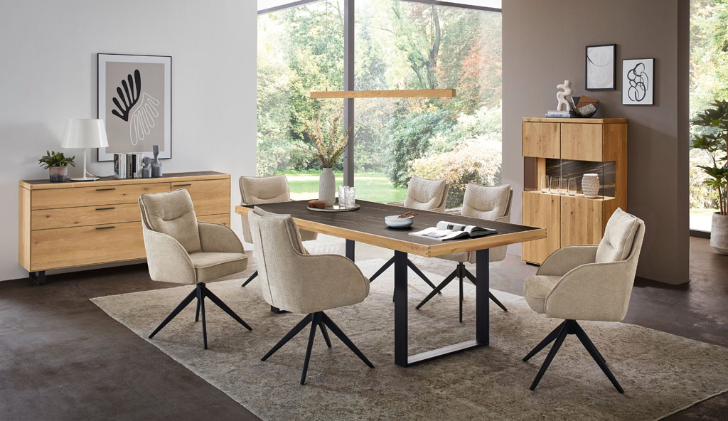 Wöstmann  WM 2520 - Esstisch 456 (Kufentisch) | 200 x 100 cm | Keramikplatte / Wildeiche Massivholz