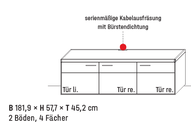 Wöstmann WM 2520 - Lowboard | Type 1862 | B: 181,9 cm | Wildeiche massiv