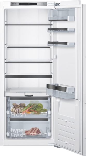 Siemens studioLine - Einbau-Kühlschrank iQ700 (140x56 cm) INKL. 5 JAHRE GARANTIE | KI51FSDD0 Offener Siemens Einbau-Kühlschrank mit mehreren Regalen und hyperFresh-Schubladen für Obst, Gemüse und Fleisch
