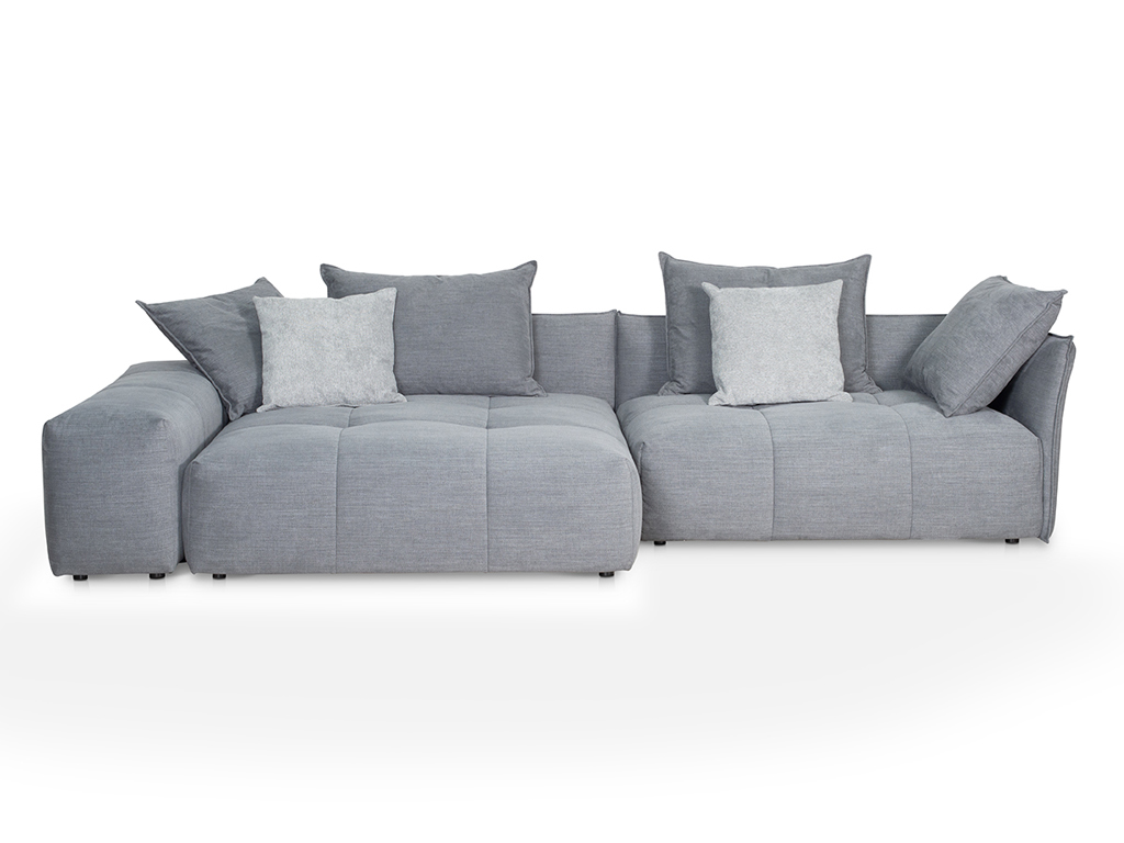 designwerk Palace - Polstergarnitur | B: 348 cm Großes, gepolstertes Ecksofa in Grau mit mehreren bequemen Kissen