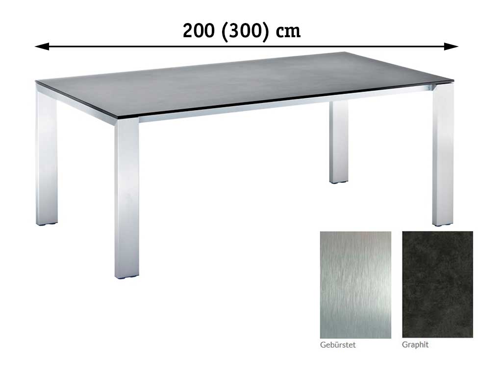 Niehoff Garden. Newport | G623 | Ausziehtisch | 200 (300) x 100 cm | Aluminium/HPL Graphit