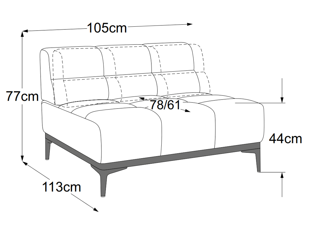 designwerk Oasis - Element 105 ohne Armteil | B: 105 cm | mit Rückenverstellung | D115117