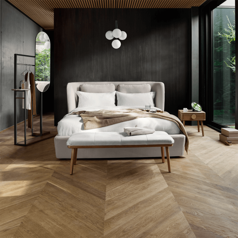 Polsterbett in hellgrau/beige