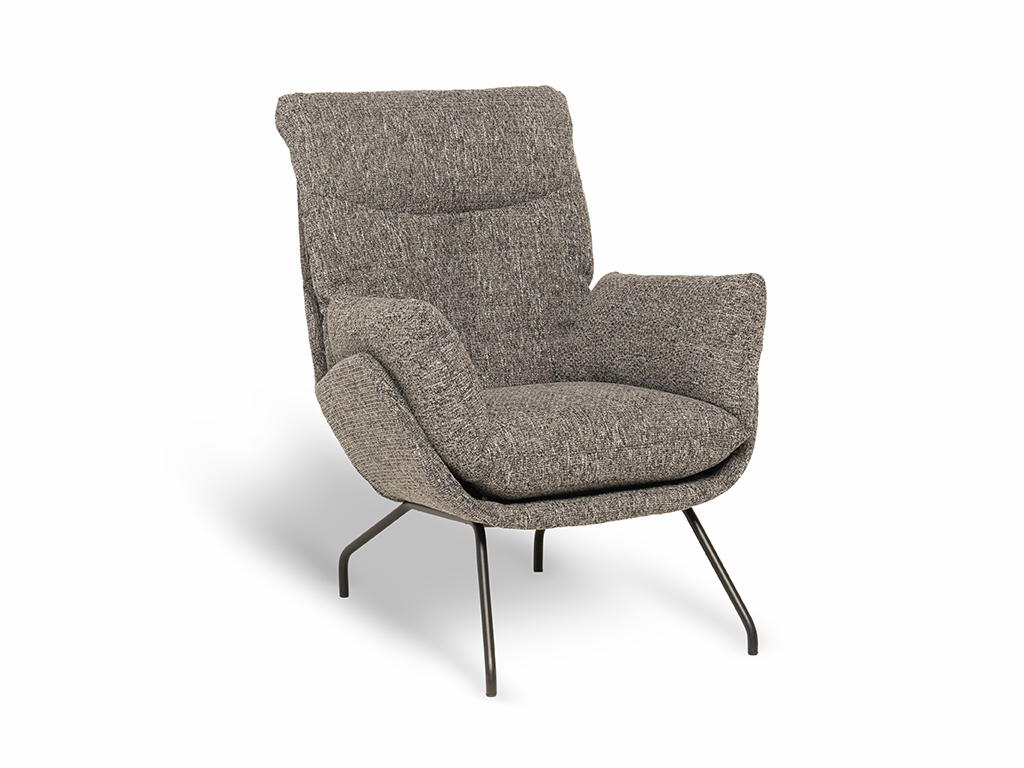 designwerk Prima - Sessel Grauer Sessel mit weichem Stoffbezug und stabilen Metallbeinen, ideal fürs Wohnzimmer