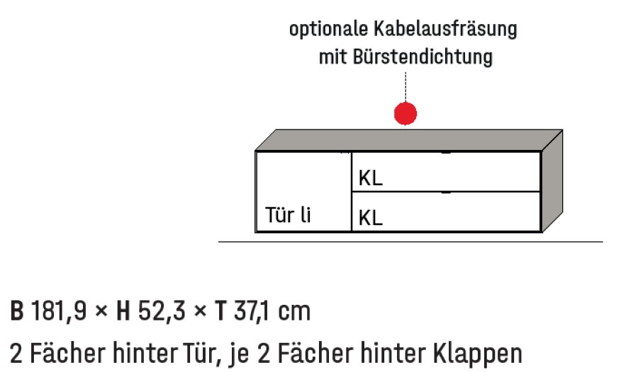 Wöstmann WM 2610 - Hängelowboard | Type 11813/11814 | B: 181,9 cm | Wildeiche massiv, Lack perla