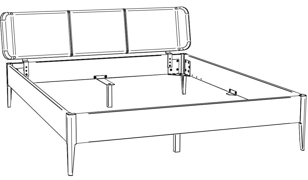 HA.5110.5501.5445.336 Hasena -  Lounge Bett Varese | Polsterkopfteil Boga | Holzfuß Pile | versch. Größen & Farben konfigurierbar