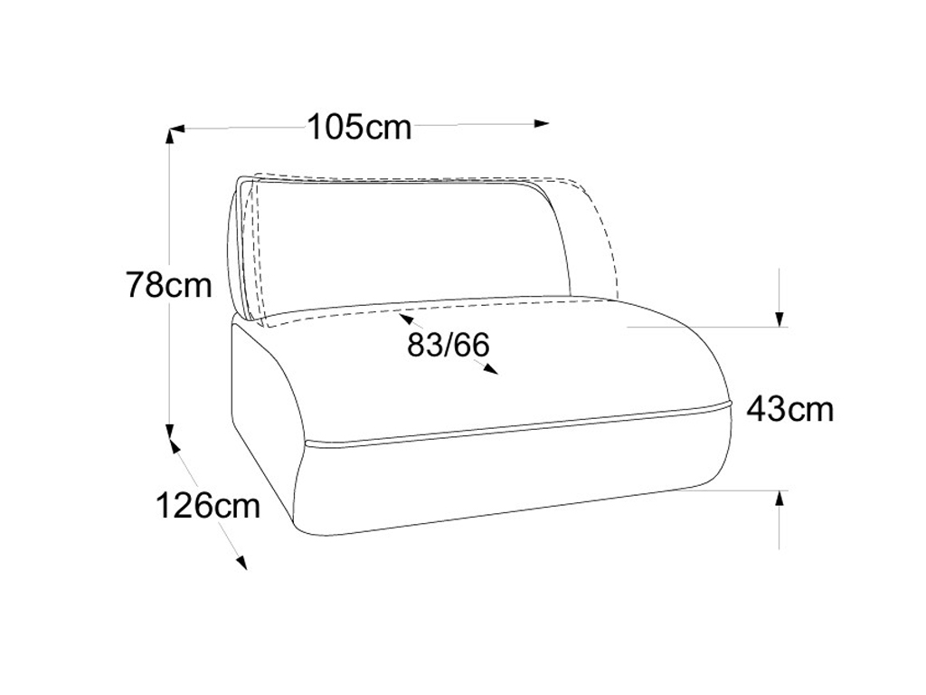 designwerk Fluffy - Element 105 ohne Armteil | B: 105 cm | mit Rückenverstellung | D073122