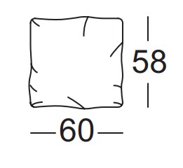 Illustration eines Kissens mit Maßangabe vor weißem Hintergrund