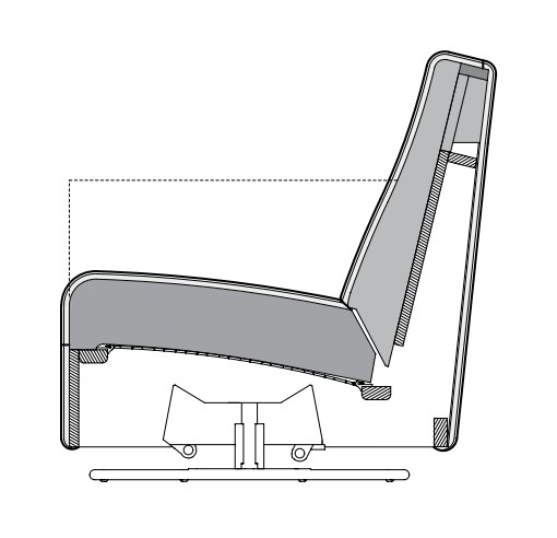 technische zeichnung eines sessels vor weißem hintergrund