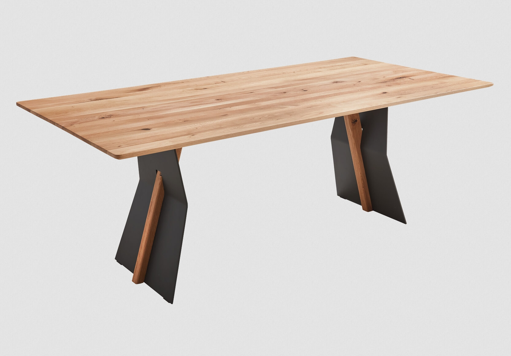 Wöstmann TS 471 - Esstisch mit schweizer Kante | Wildeiche massiv | konfigurierbar Massivholz Esstisch Wildeiche mit Metallwange von Wöstmann