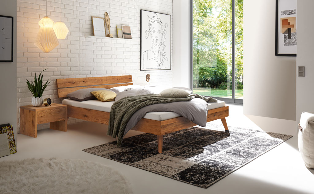 Hasena - Trento Bett Ortona | Rahmen Trento 16 | Kopfteil Lino | Füße Nelo | konfigurierbar