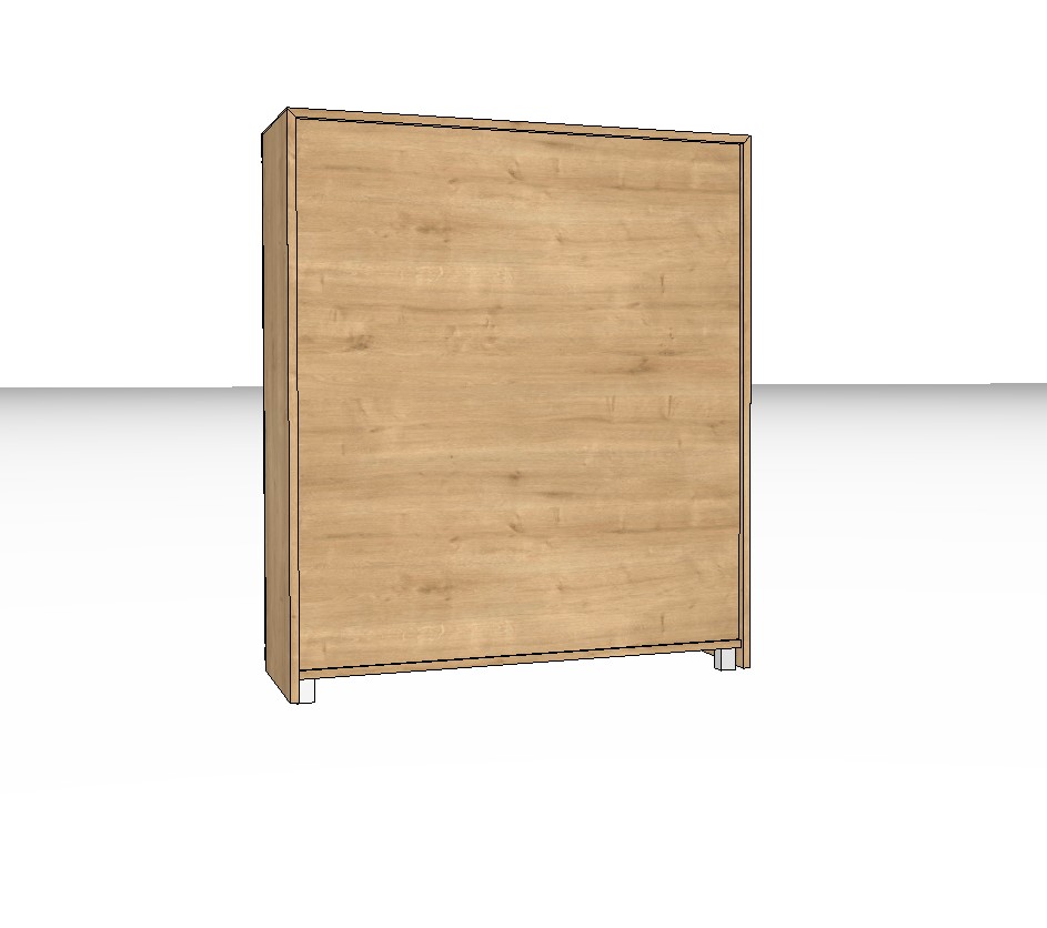 Rückansicht eines braunen Highboards vor weißem Hintergrund