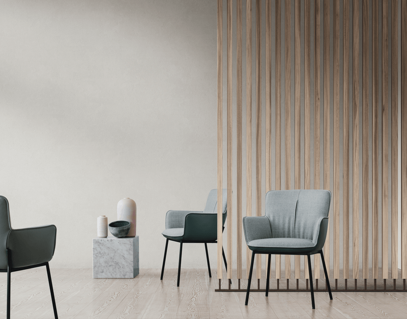 hellgraue Polsterstühle mit anthrazit Fußgestell