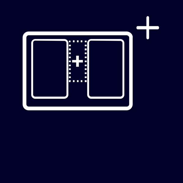 Stilisierte Darstellung von zwei Matratzen mit Plus-Zeichen
