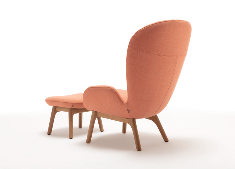 Hochlehn Sessel mit passendem Hocker lachsfarben