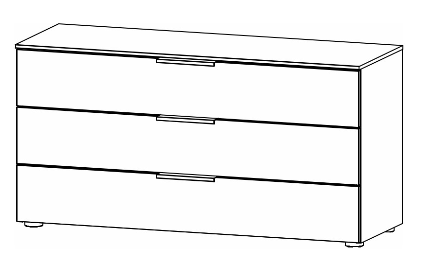 Illustration einer Kommode mit drei Schubladen vor weißem Hintergrund