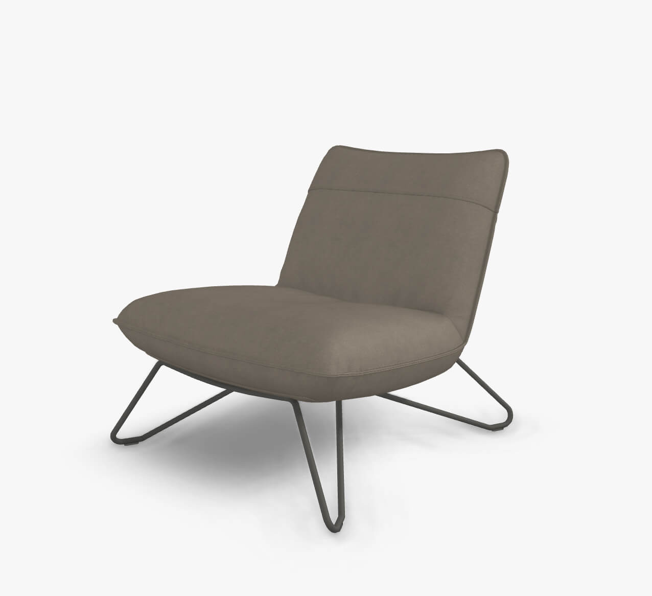 Rolf Benz 394 - Sessel (Loungesessel) | Leder, quarzgrau 42.101 | Metallgestellt umbragrau Bequemer grauer Loungesessel mit stilvollem Metallgestell für modernes Wohnen