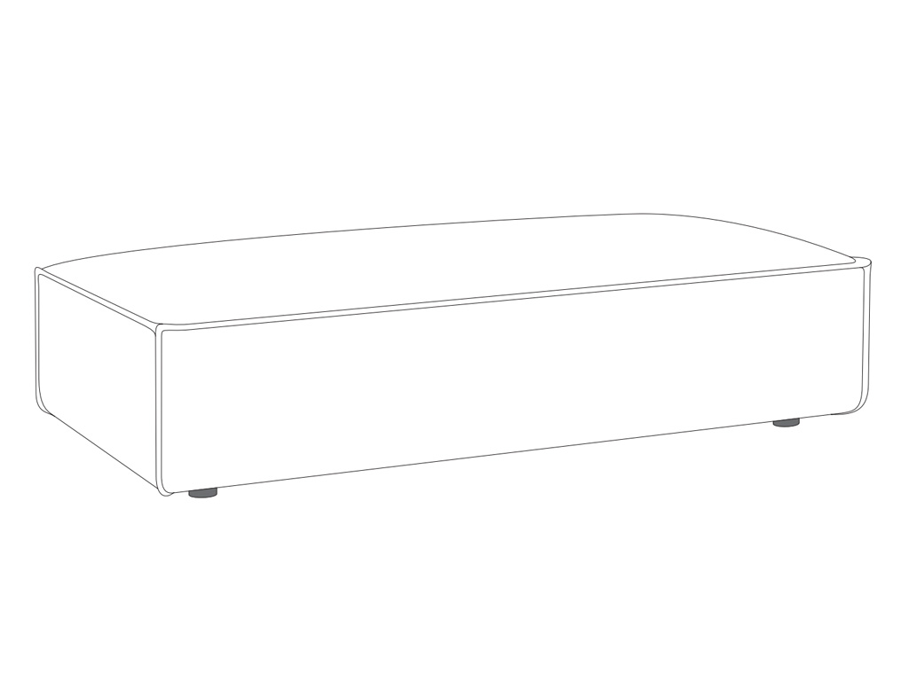 designwerk Puzzle - Polsterelement | 70x135 cm Skizze eines modernen rechteckigen Ottomans in Weiß mit einfachen Linien