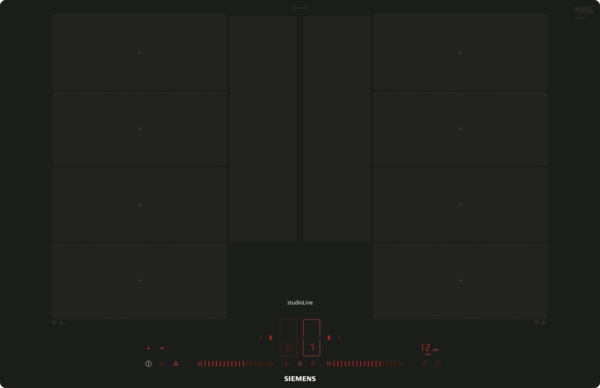 Siemens studioLine - Induktionskochfeld iQ700 (80 cm) INKL. 5 JAHRE GARANTIE | aufliegend* | flächenbündig | sofort verfügbar! | EX807LYV5E Schwarzes Siemens Induktionskochfeld mit FlexZone, digitaler Anzeige und Touch-Bedienfeld