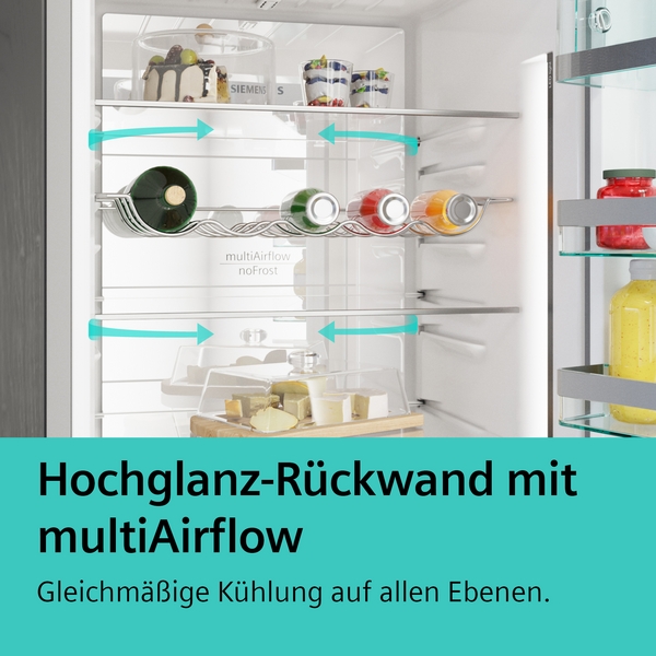 Siemens KG36N2LCF iQ300 Freistehende Kühl-Gefrier-Kombination mit Gefrierbereich unten 186 x 60 cm Edelstahl-Look 