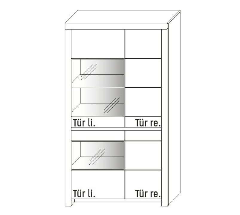 Illustration eines Vitrinenschrankes vor weißem Hintergrund