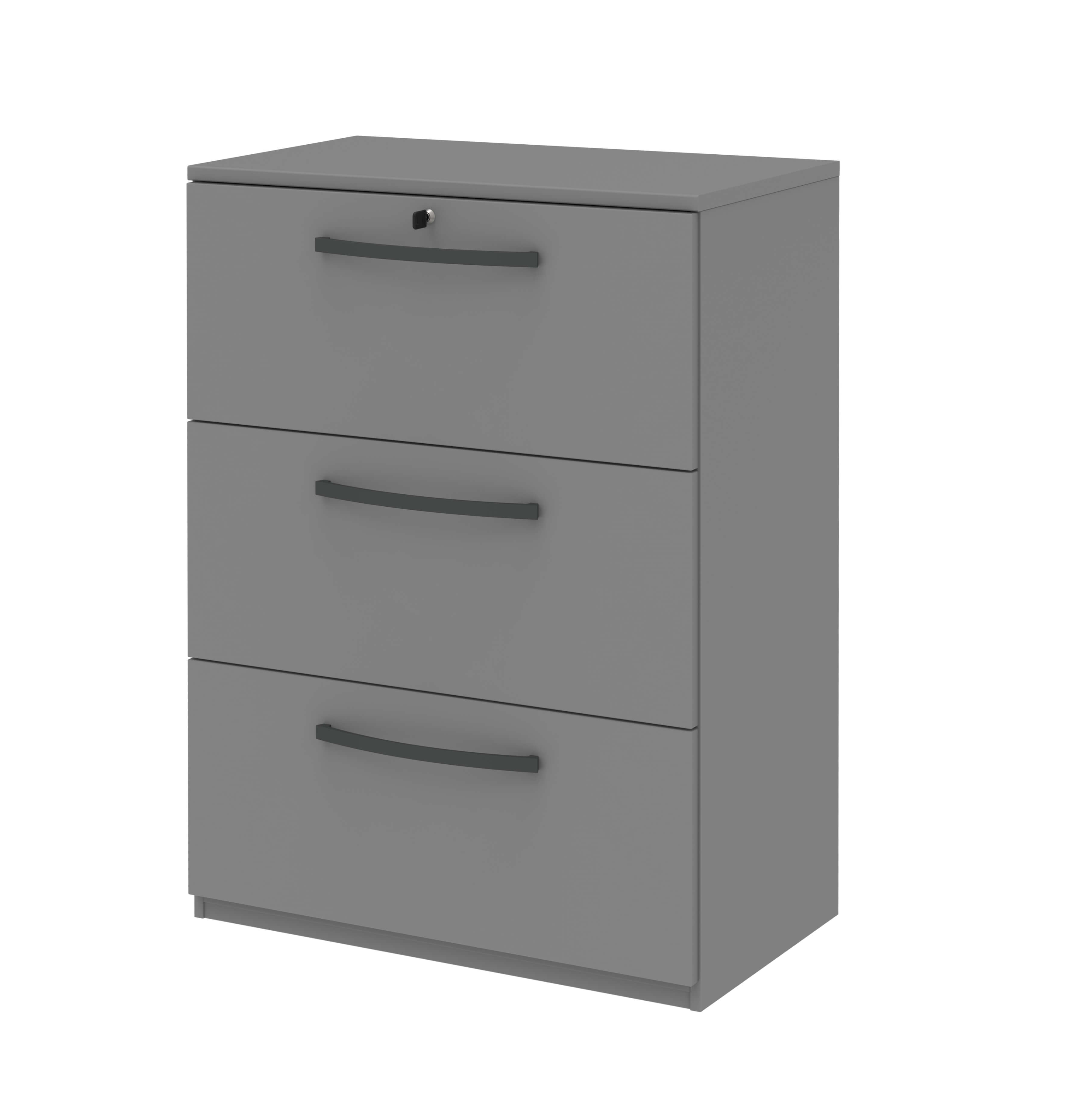 Röhr Bush. techno - Aktenschrank mit 3 Schubladen | B: 80,0 cm | mittelgrau Ein graues Sideboard mit drei Schubladen, ideal für Büro oder Wohnzimmer zur Aufbewahrung.
