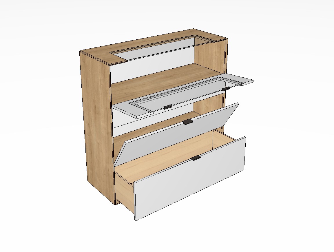 weiß braunes Highboards vor weißem Hintergrund