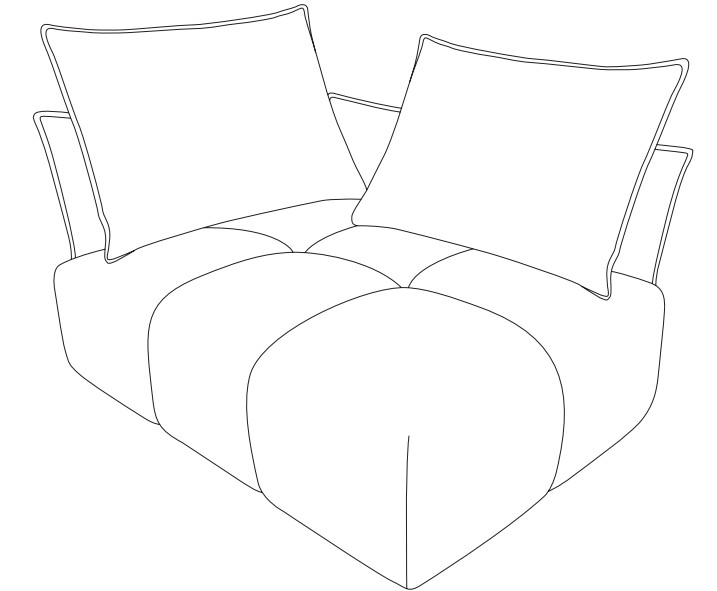 DW.P.D064520/D064522 designwerk Palace - Element breit Armteil | inkl. 2 Kissen A | B: 158 cm | D064520/D64522